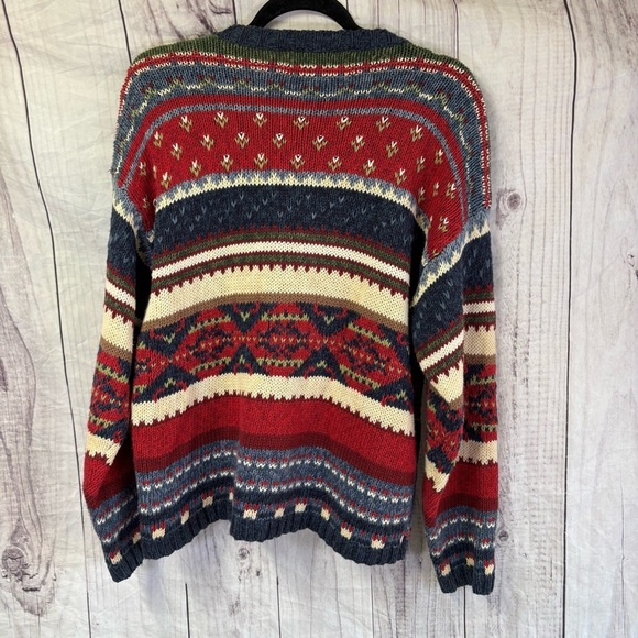 Tiara vintage Multicolor Knit Patchwork Cardigan Sweater Small - Picture 2 of 7